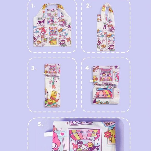 Hello Kitty & Friends Graphic Foldable Reusable Tote Bag - Picture 5 of 7